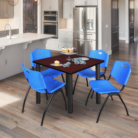 KEE Square Tables > Breakroom Tables > Kee Square Table & Chair Sets, 42 W, 42 L, 29 H, Mahogany TB4242MHBPBK47BE